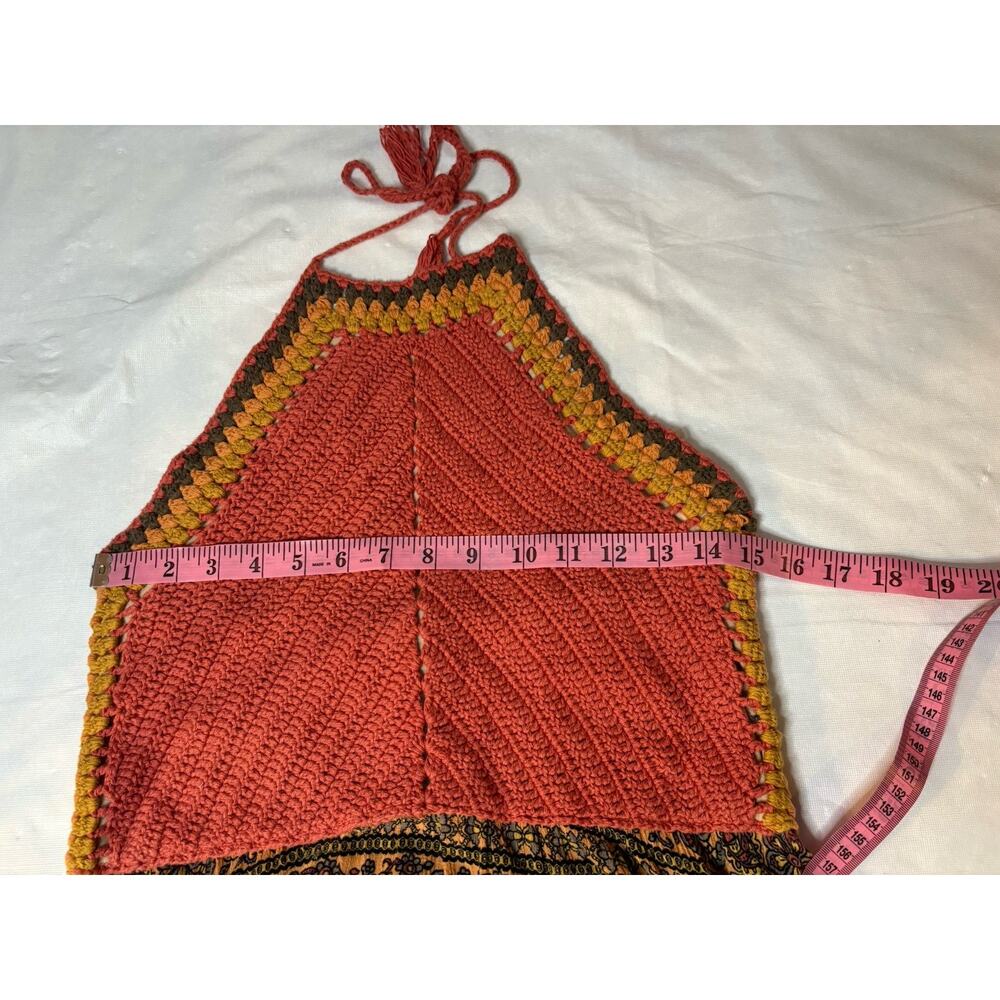 American Rag XL Columbus Crochet Halter Top Dress Boho Tunic Paisley Shirt - Picture 7 of 13